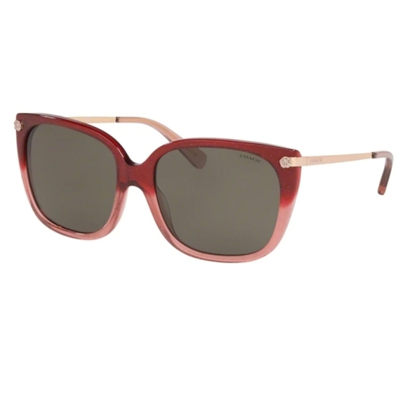 COACH 56MM BURGUNDY GLITTER GRADIENT UV PROTECTION SUNGLASSES - Picture 1 of 12